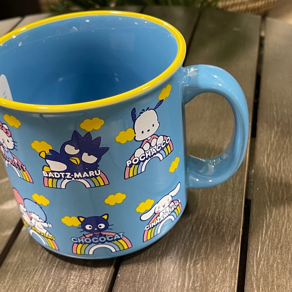 Sanrio Hello Kitty & Friends Melody, Tuxedo Sam, Ceramic Blue Coffee Mug NEW